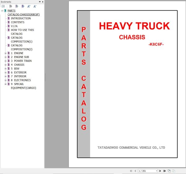 Daewoo Truck K8C6F Parts Catalog 1