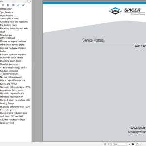 Dana Axle 112 Service Manual ASM 0004E 1