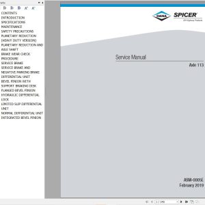 Dana Axle 113 Service Manual ASM 0005E 1