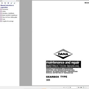 Dana Gearbox 305 Maintenance And Repair Instructions Manual MO305 1