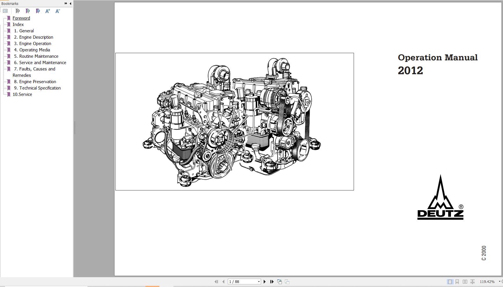 Deutz Engine 2012 Operation Manual 0297 9912 en 1