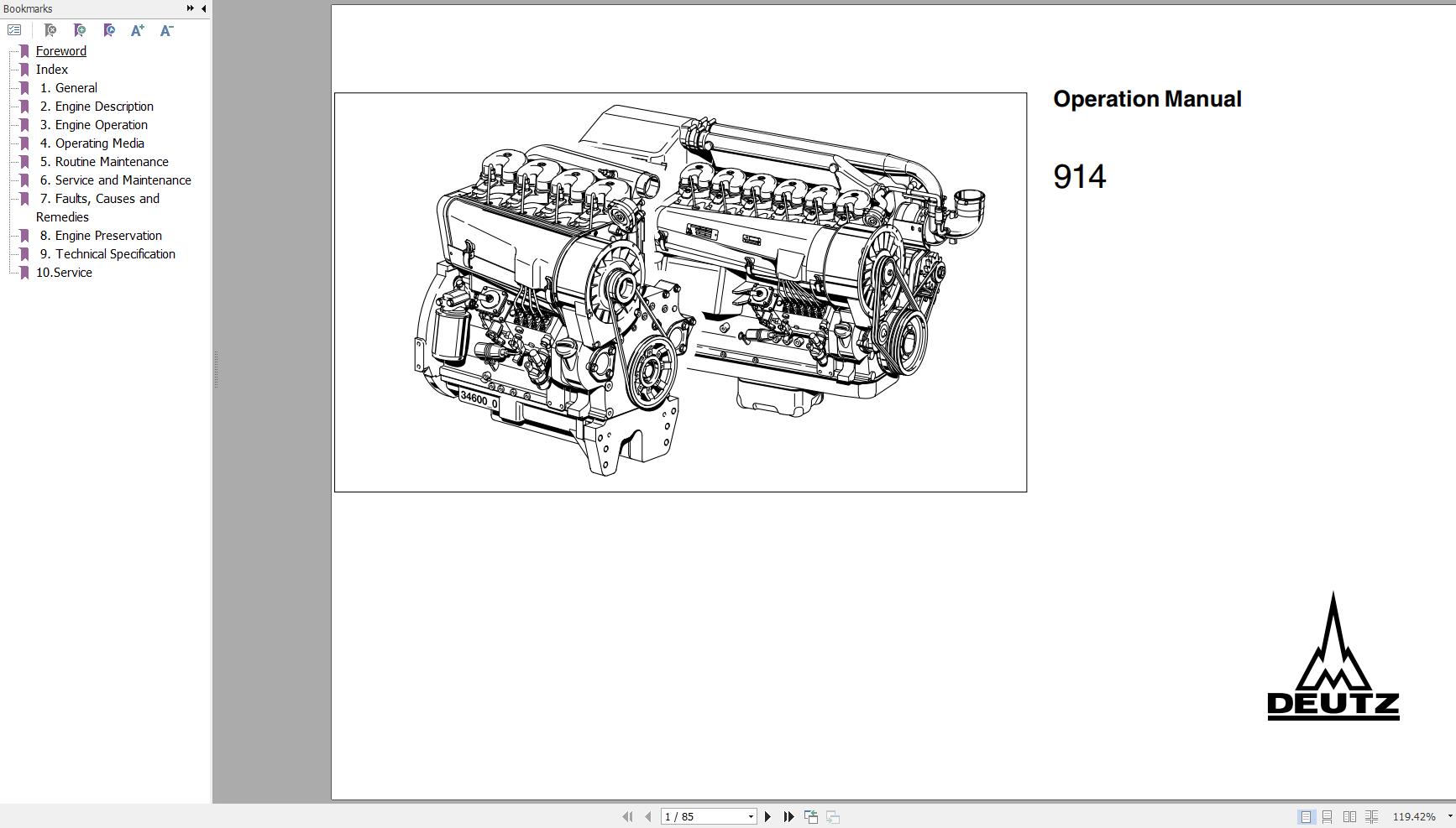 Deutz Engine 914 Operation Manual 0312 0382 en 1