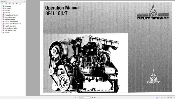 Deutz Engine BF4L1011T Operation Manual 02974735en 1