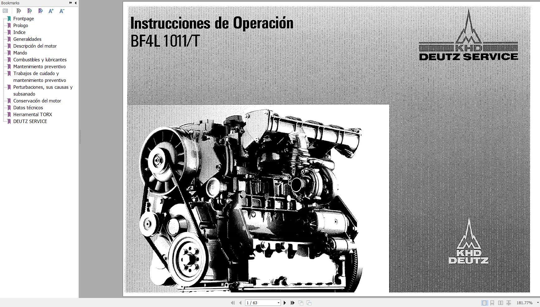 Deutz Engine BF4L1011T Operation Manual 02974739es ES 1