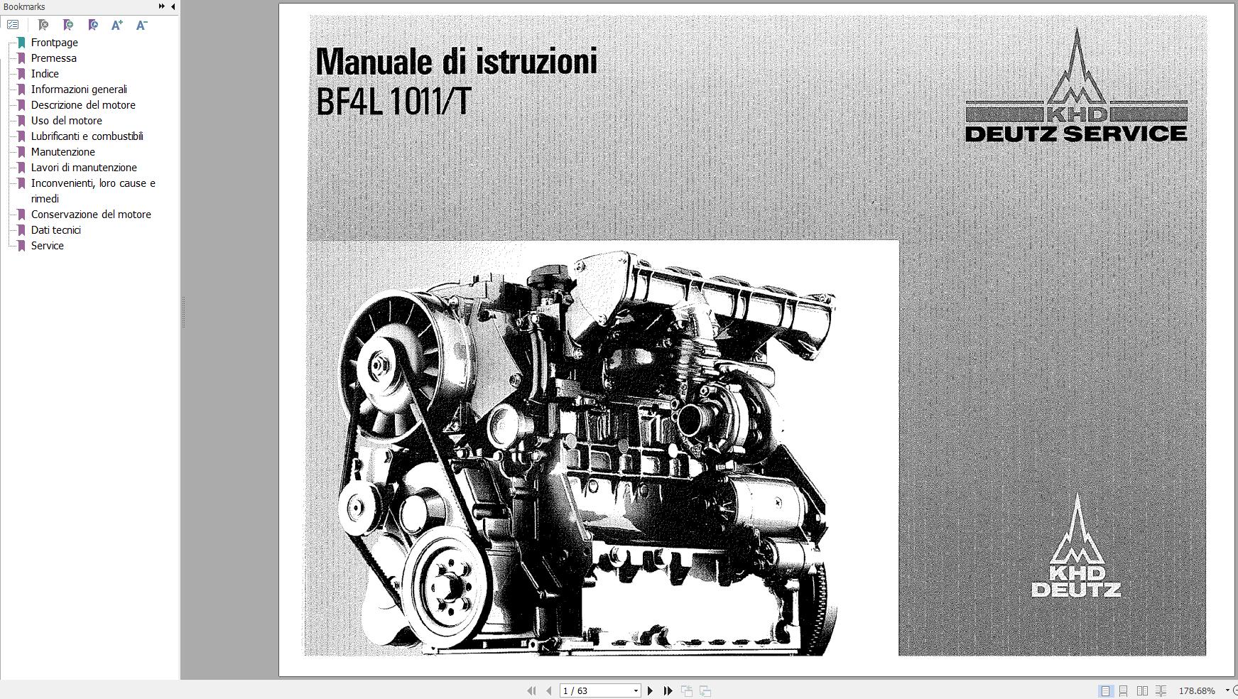 Deutz Engine BF4L1011T Operation Manual 02974742it IT 1