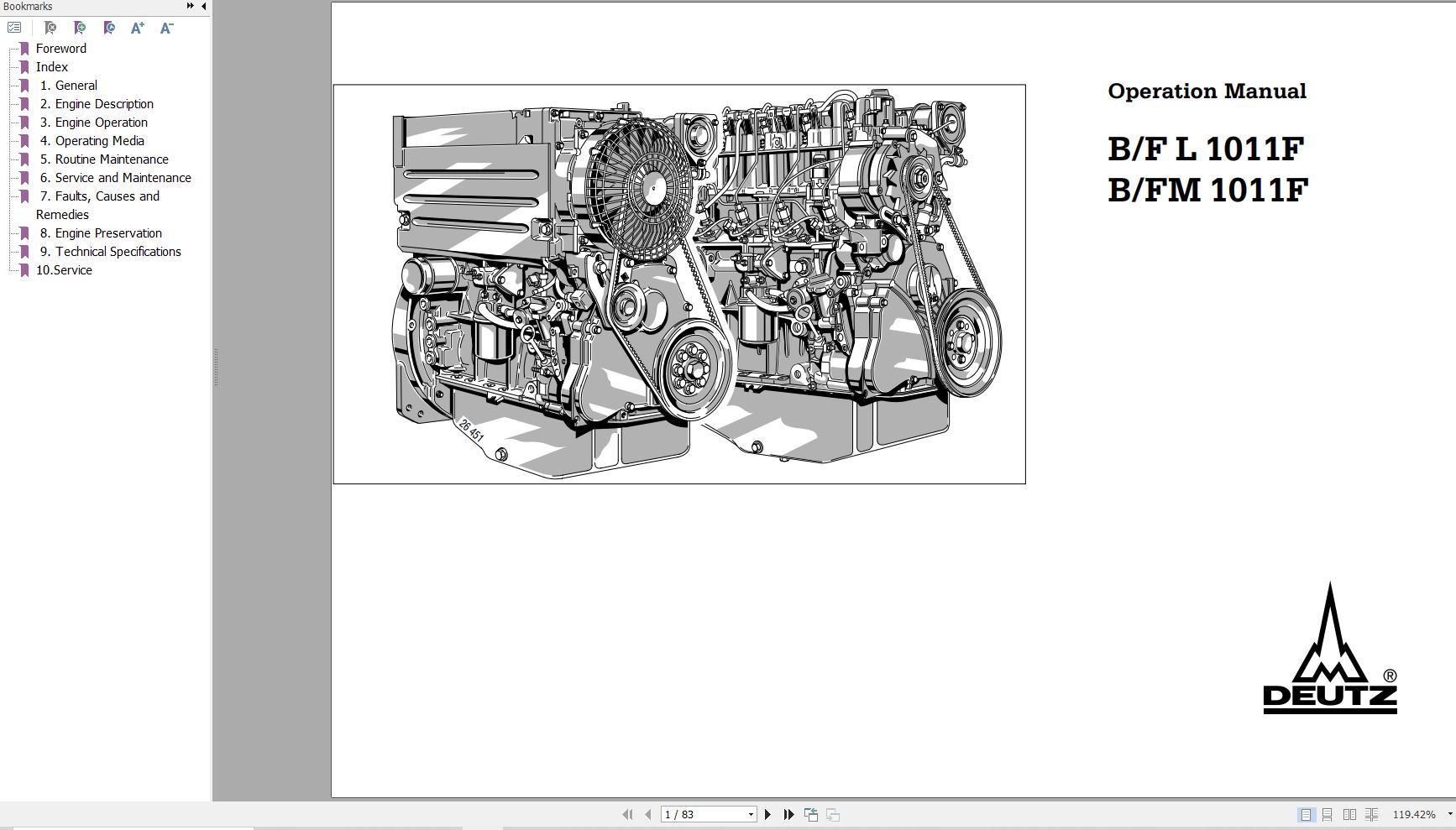 Deutz Engine B FL1011F B FM1011F Operation Manual 02979683en 1