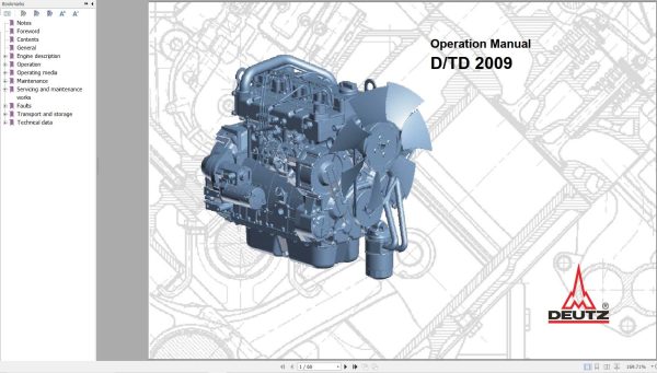 Deutz Engine D2009 DT2009 Operation Manual 03123661en 1