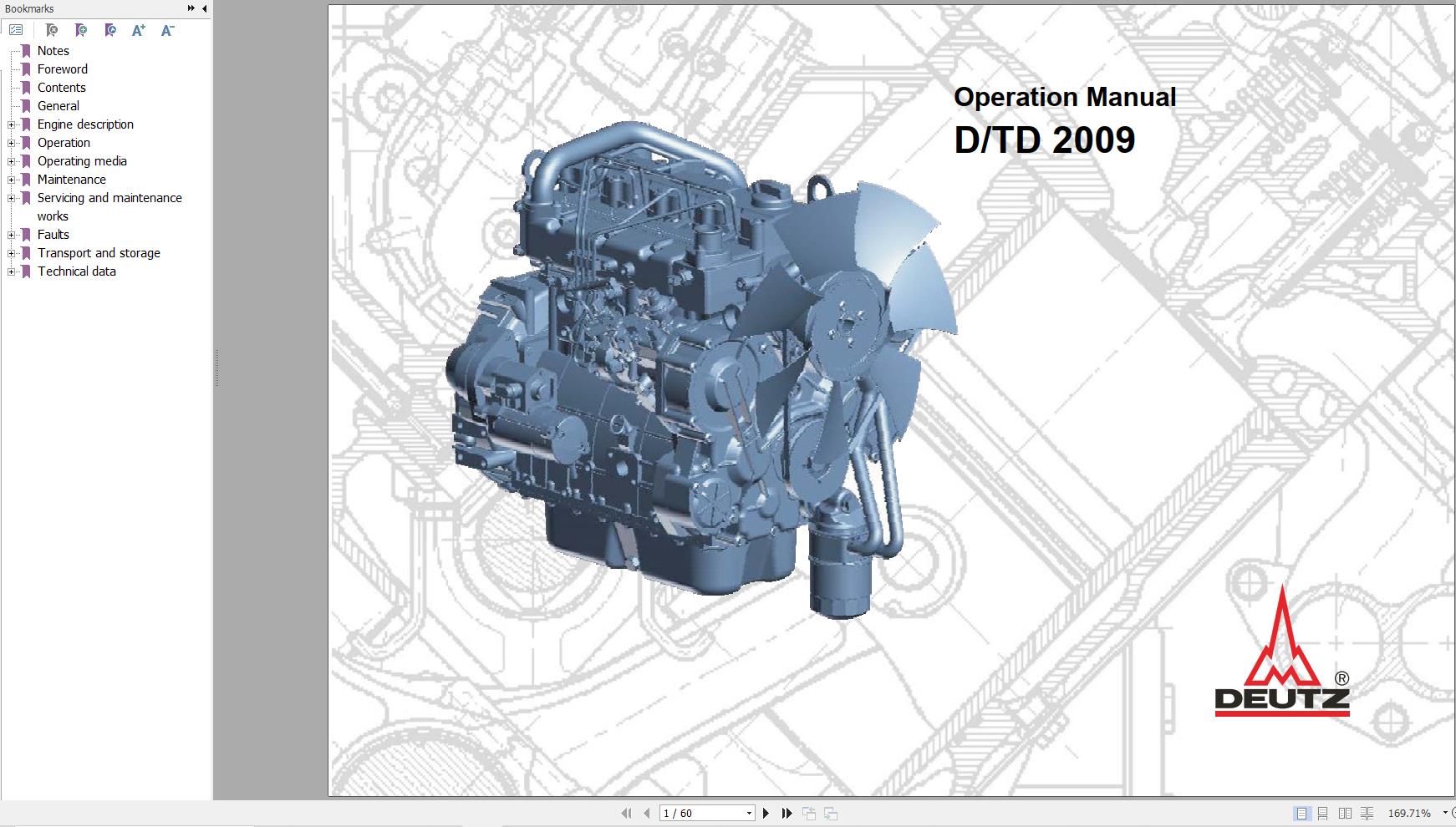 Deutz Engine D2009 DT2009 Operation Manual 03123661en 1