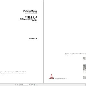 Deutz Engine TCD4.1L4 Workshop Manual 03124983en 1