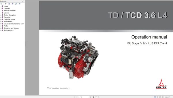 Deutz Engine TD3.6L4 TCD3.6L4 Operation Manual 03126271en 1