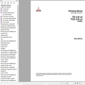 Deutz Engine TD3.6L4 TCD3.6L4 Workshop Manual 03124375en 1