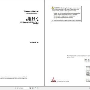 Deutz Engine TD3.6L4 TCD3.6L4 Workshop Manual 03125191en 1