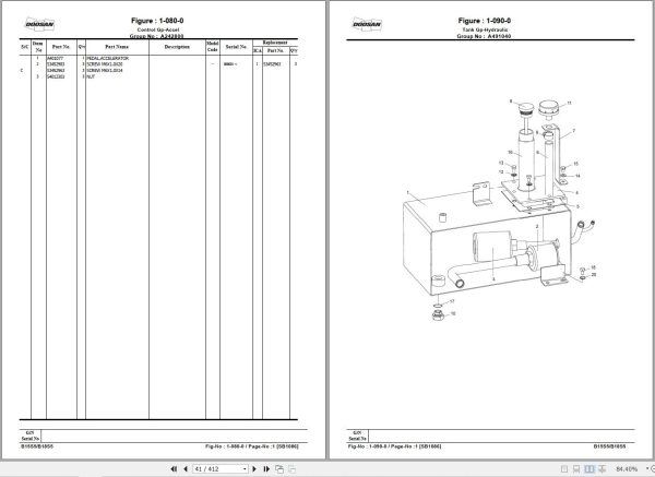 Doosan Forklift B15S 5 B18S 5 Parts Catalog SB1086E18 1