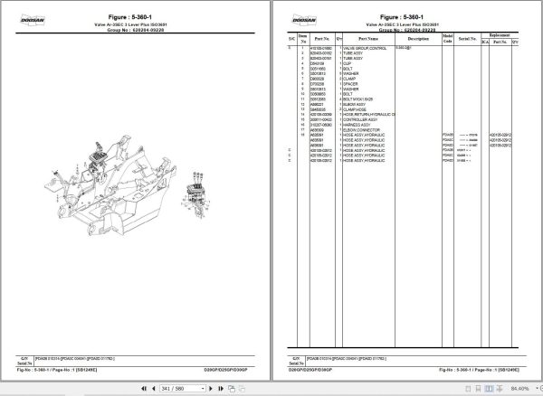 Doosan Forklift D20GP to D30GP EX20 Parts Catalog SB1249E00 1