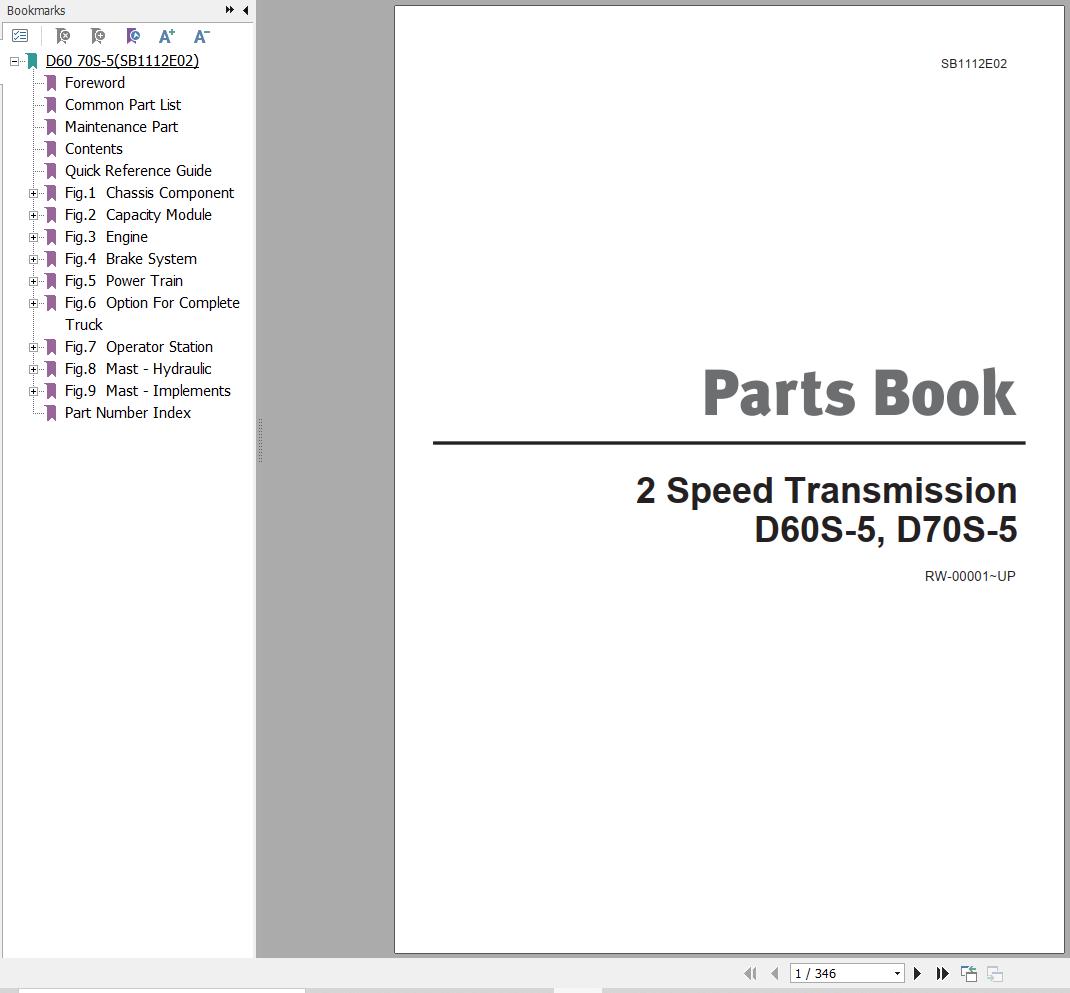 Doosan Forklift D60S 5 D70S 5 Parts Catalog SB1112E02 1