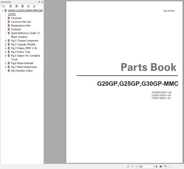 Doosan Forklift G20GP G25GP G30GP MMC Parts Catalog SB1257E00 1