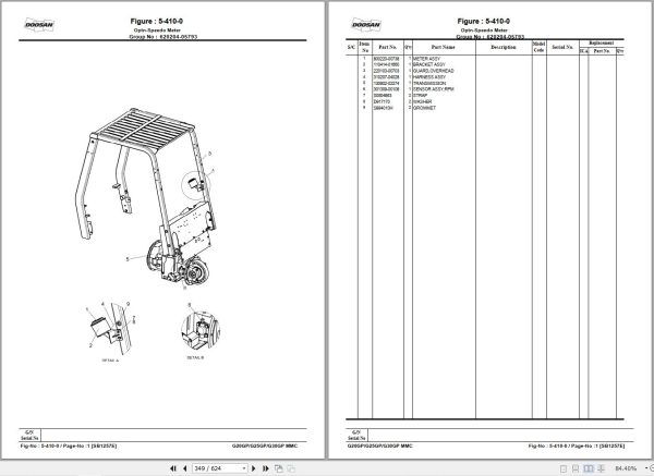 Doosan Forklift G20GP G25GP G30GP MMC Parts Catalog SB1257E00 2