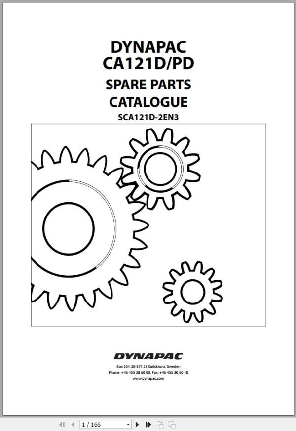 Dynapac Vibratory Roller CA121D CA121PD Spare Parts Catalog SCA121D 2EN3 1