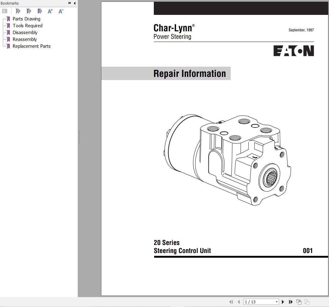 Eaton Steering Control Unit 20 Series Repair Instructions Manual 1