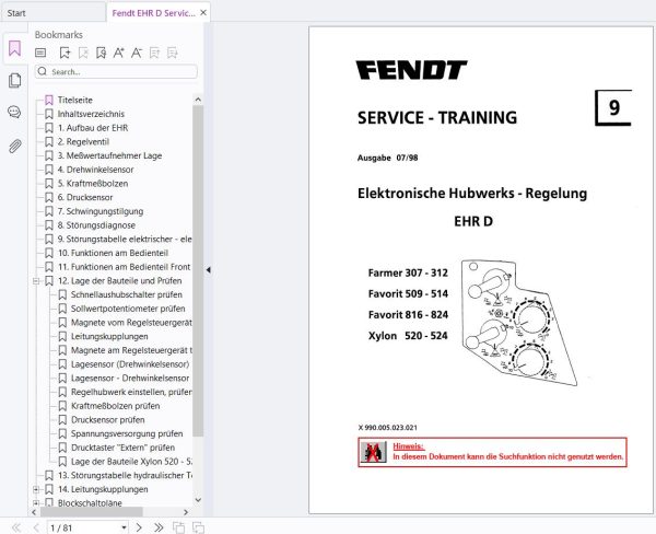 Fendt EHR D Service Training X990.005.023 1