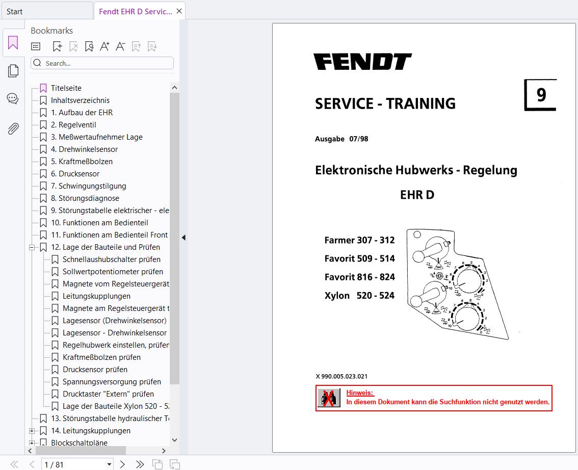 Fendt EHR D Service Training X990.005.023 1