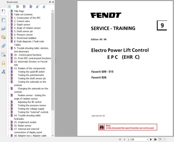 Fendt Electro Power Lift Control EPC EHR C Service Training X990005023126 1