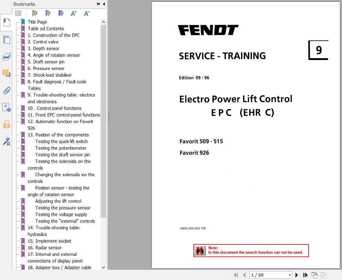 Fendt Electro Power Lift Control EPC EHR C Service Training X990005023126 1