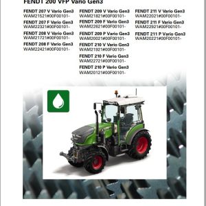 Fendt Tractor 200 VFP Vario Gen 3 Diagrams and Workshop Manual DE 1