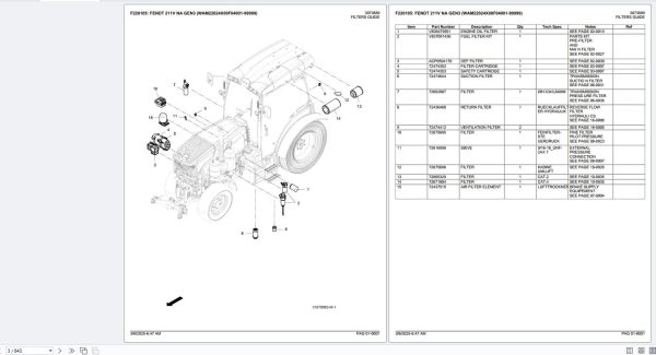 Fendt Tractor 211V NA GEN3 WAM22024X00F04001 99999 F220105 Part Catalog 1