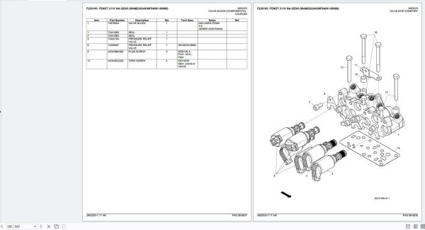 Fendt Tractor 211V NA GEN3 WAM22024X00F04001 99999 F220105 Part Catalog 3