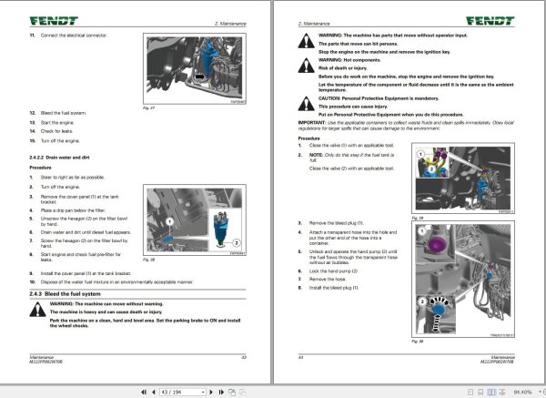 Fendt Tractor 700 Vario Gen7 LRC Maintenance Manual M222PP002W70 1