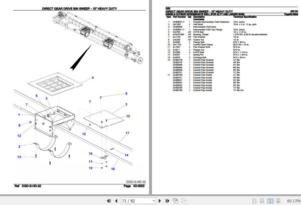 GSI Direct Gear Drive Bin Sweep 10 Heavy Duty Parts Catalog 652164 3