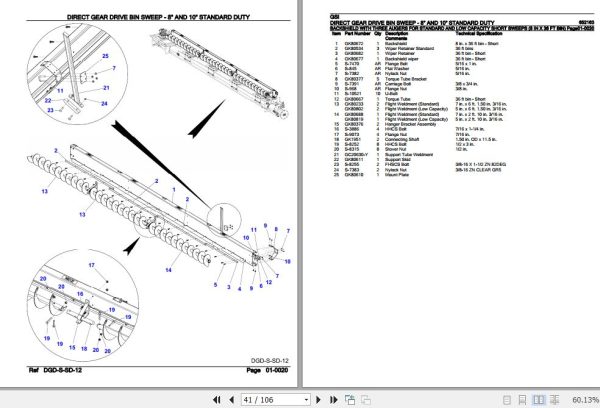 GSI Direct Gear Drive Bin Sweep 8 And 10 Standard Duty Parts Catalog 652163 2