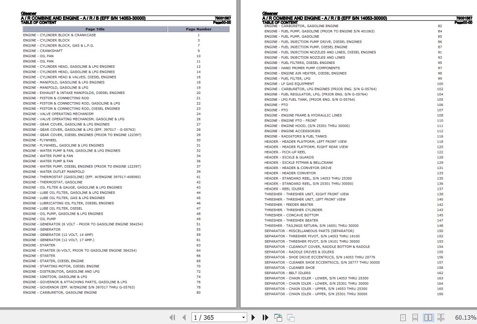 Gleaner Combine A R Engine A R B Parts Catalog 790015673 1