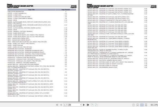Gleaner Combine Draper Header Adapter Parts Catalog 00719160 1