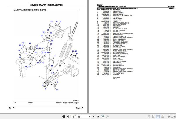 Gleaner Combine Draper Header Adapter Parts Catalog 00719160 3