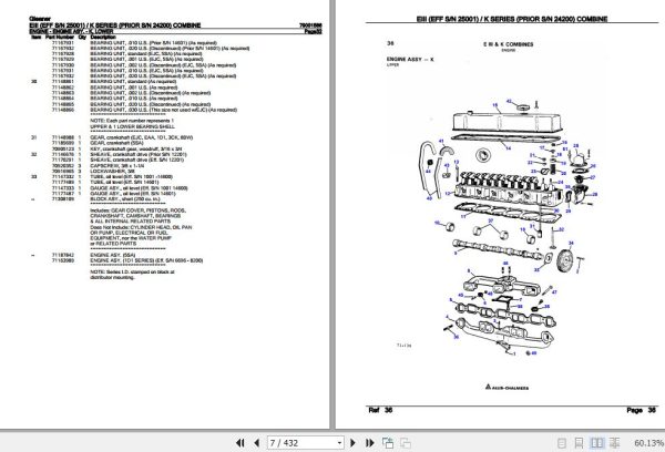 Gleaner Combine EIII K Series Parts Catalog 79001566 2