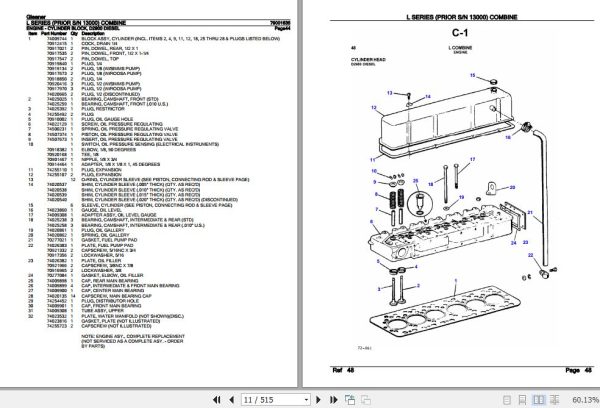 Gleaner Combine L Series Parts Catalog 79001635 2