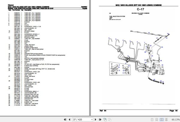 Gleaner Combine MH2 MH3 Hillside Parts Catalog 79005587 3
