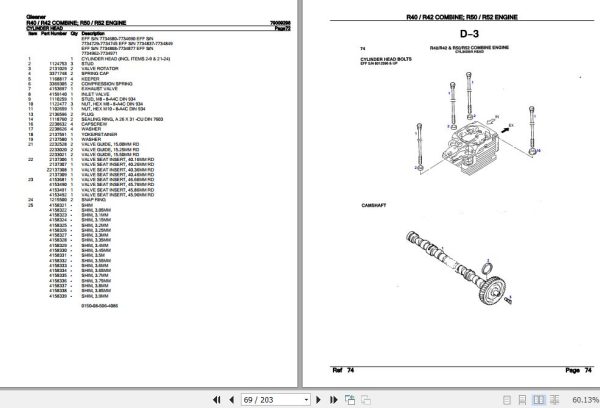 Gleaner Combine R40 R42 Engine R50 R52 Parts Catalog 79009298 3