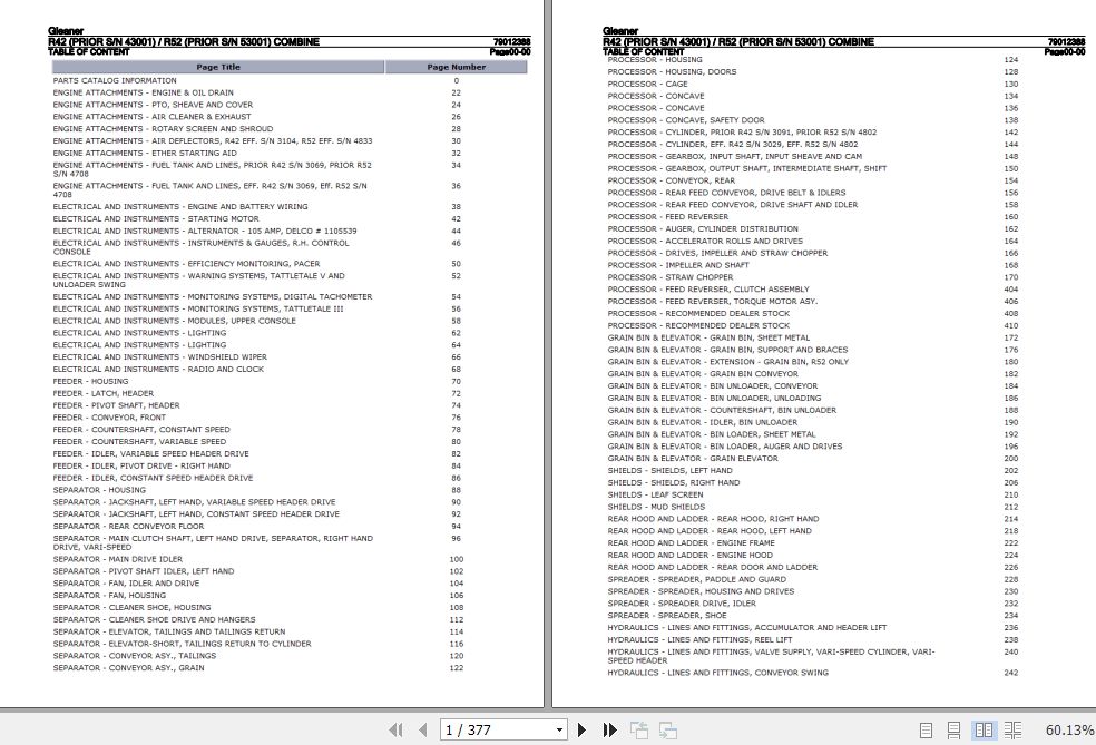 Gleaner Combine R42 R52 Parts Catalog 79012388 1