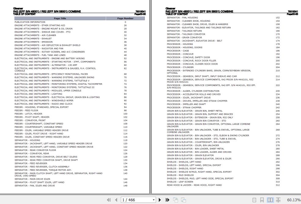 Gleaner Combine R42 R52 Parts Catalog 79019341 1