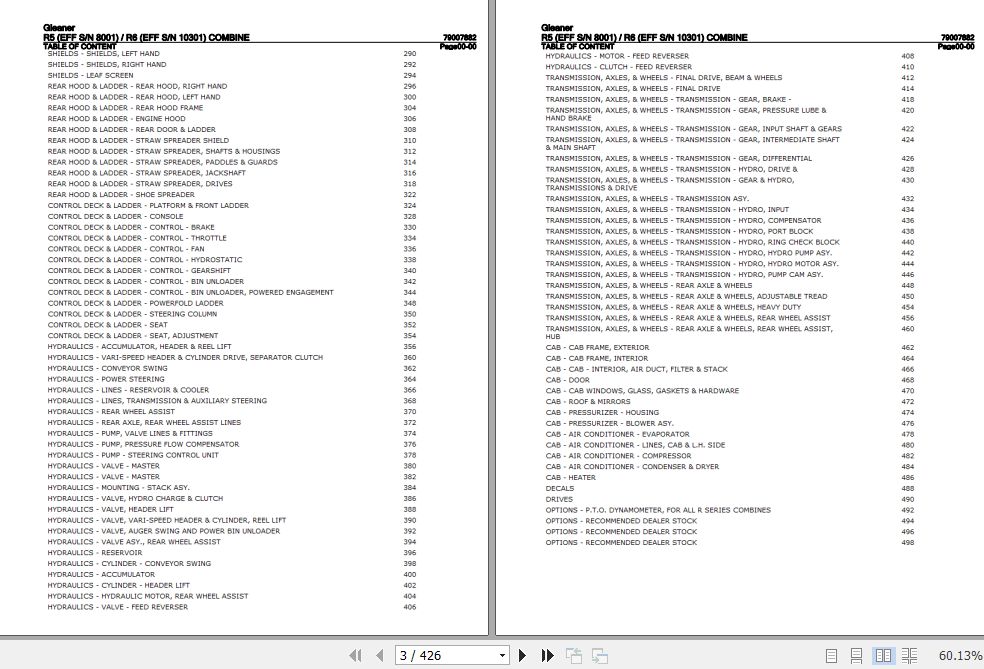Gleaner Combine R5 R6 Parts Catalog 79007882 1