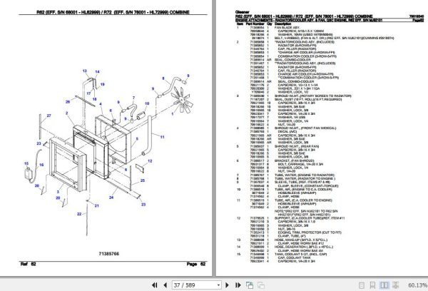 Gleaner Combine R62 R72 Parts Catalog 79019340 3