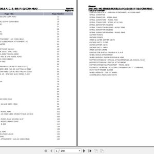 Gleaner Corn Head 240 340 440 Series Parts Catalog 79001584 1