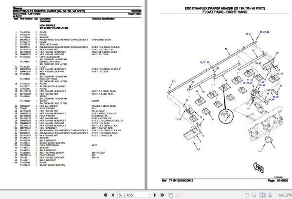 Gleaner Dynaflex Draper Header 9250 Parts Catalog 00733198 3