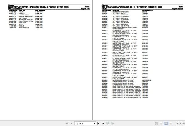 Gleaner Dynaflex Draper Header 9255 Parts Catalog 652321 1