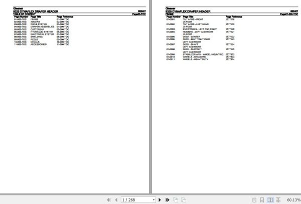 Gleaner Dynaflex Draper Header 9325 Parts Catalog 652407 1