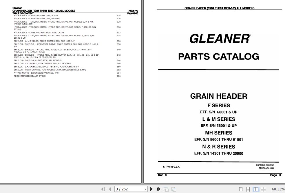 Gleaner Grain Header All Models Parts Catalog 79006779 1