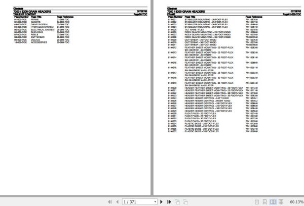 Gleaner Grain Headers 7200 8200 Parts Catalog 00728792 1